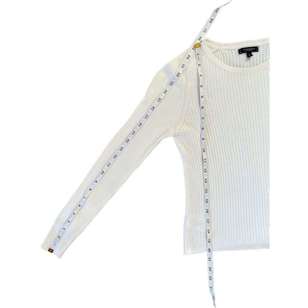 Burberry London Cotton White CREWNECK Long sleeve Sweater Button Details Size S - Picture 10 of 13